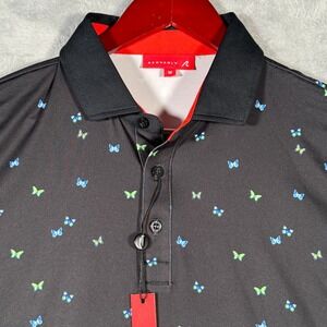 Redvanly Polo Shirt Mens Medium Black Fullerton Performance Butterflies Golf